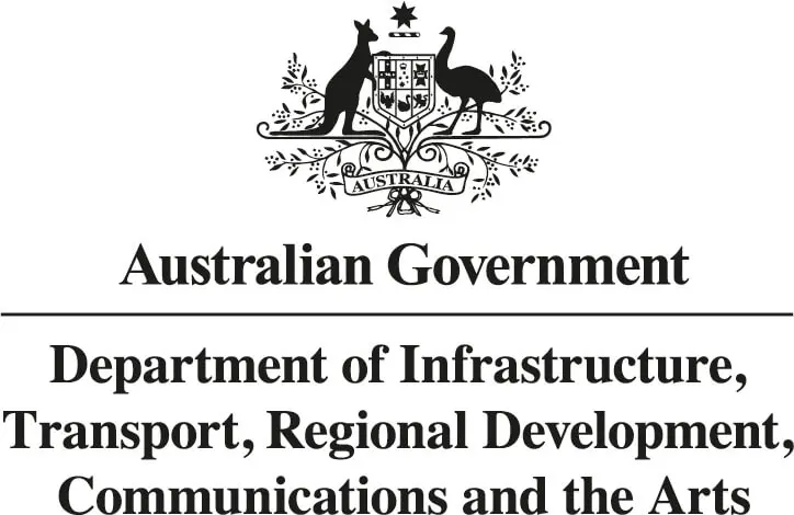 The Australian Government crest above the text: "Department of Infrastructure, Transport, Regional Development, Communications and the Arts.